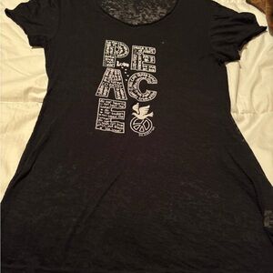 Black Peace Graphic Short-Sleeve Women's Top